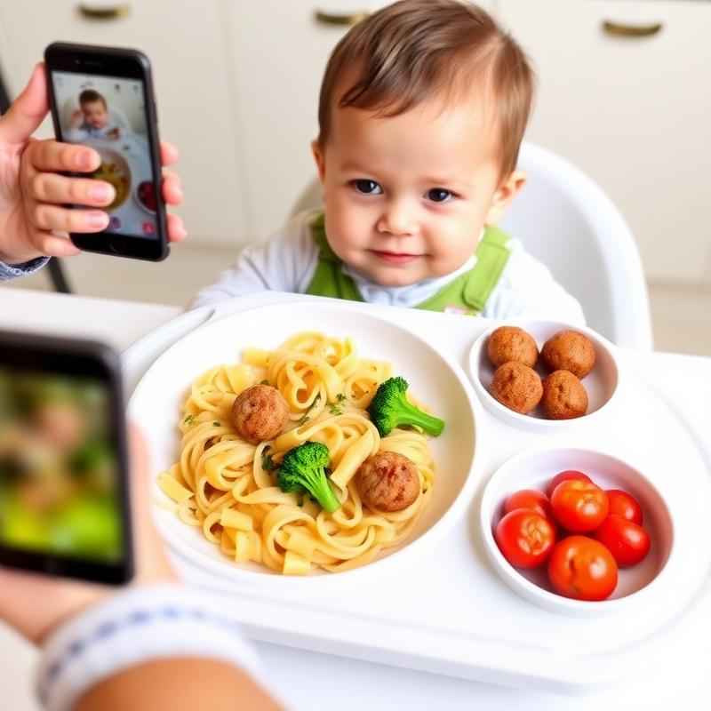Platillo de bebé con pasta y vegetales