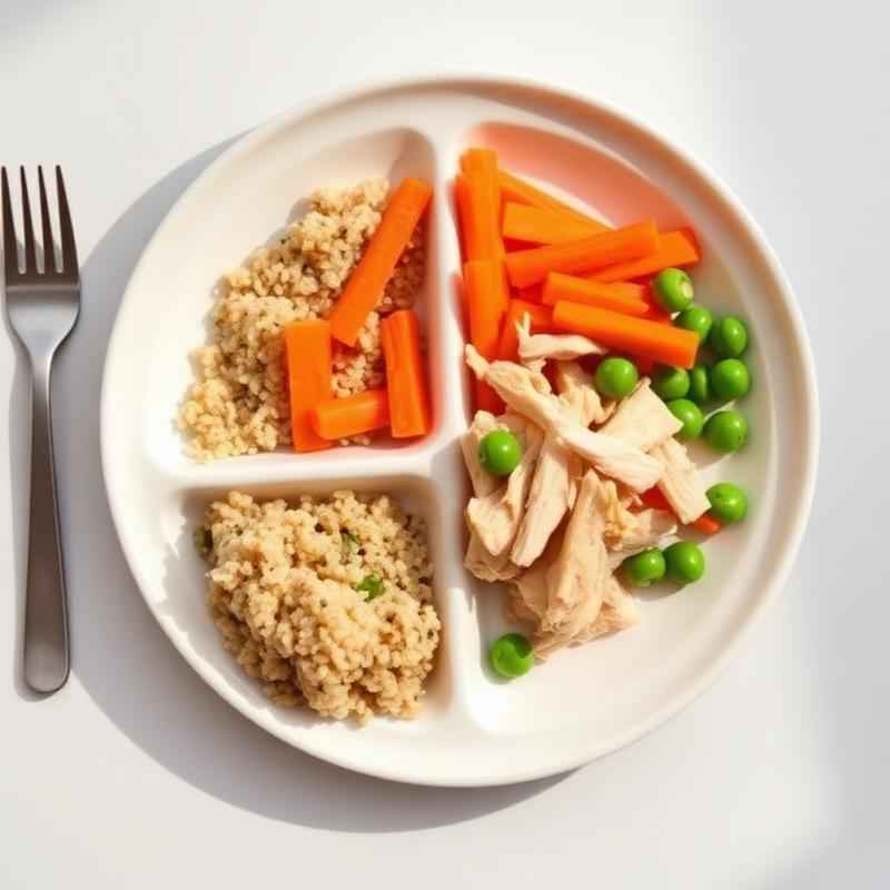 Platillo de bebé con pollo y zanahoria